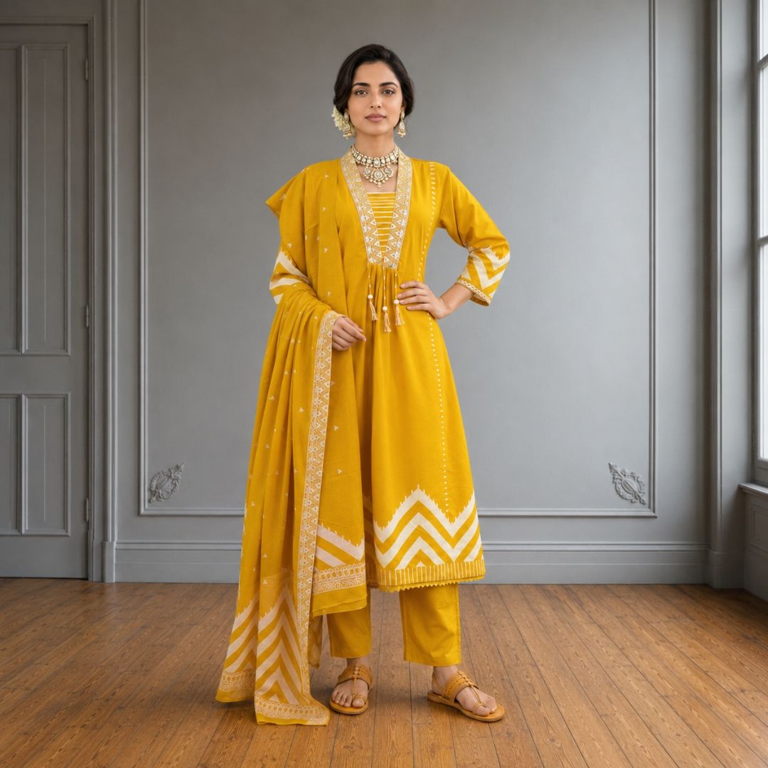 SITAARA – Mustard A-Line Suit Set