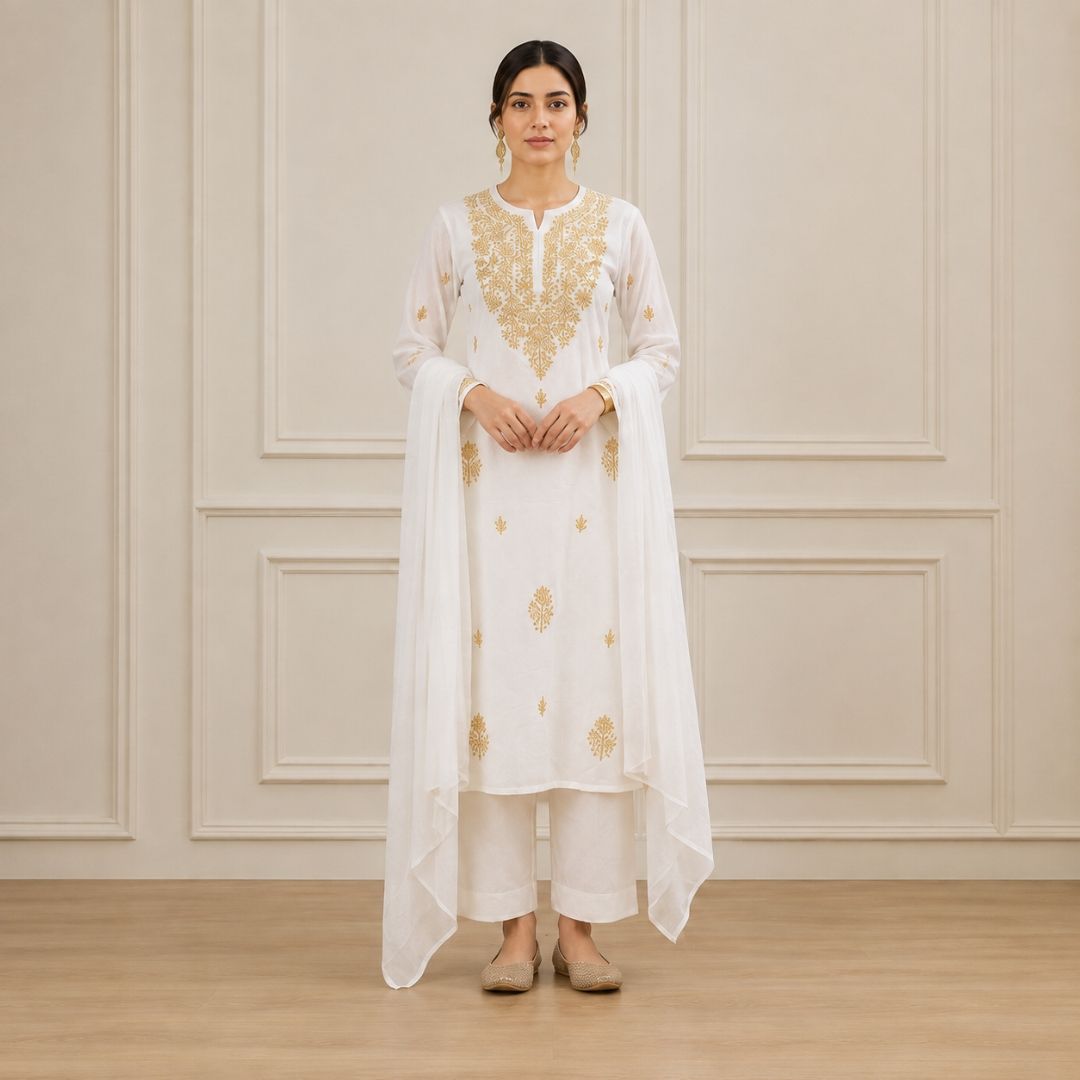 CHANDNI – White Straight Suit Set