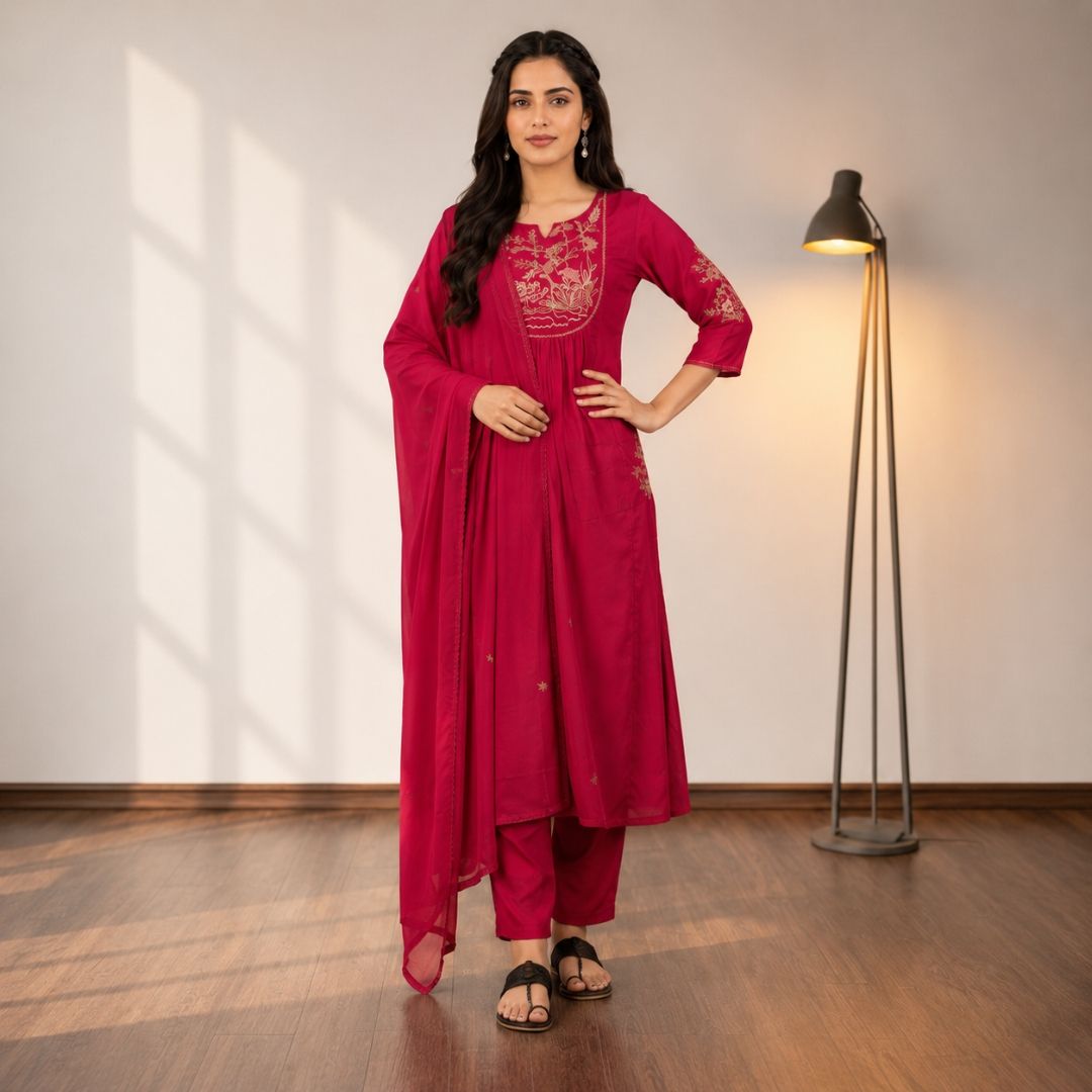 PALLAVI – Pink A-Line Suit Setv