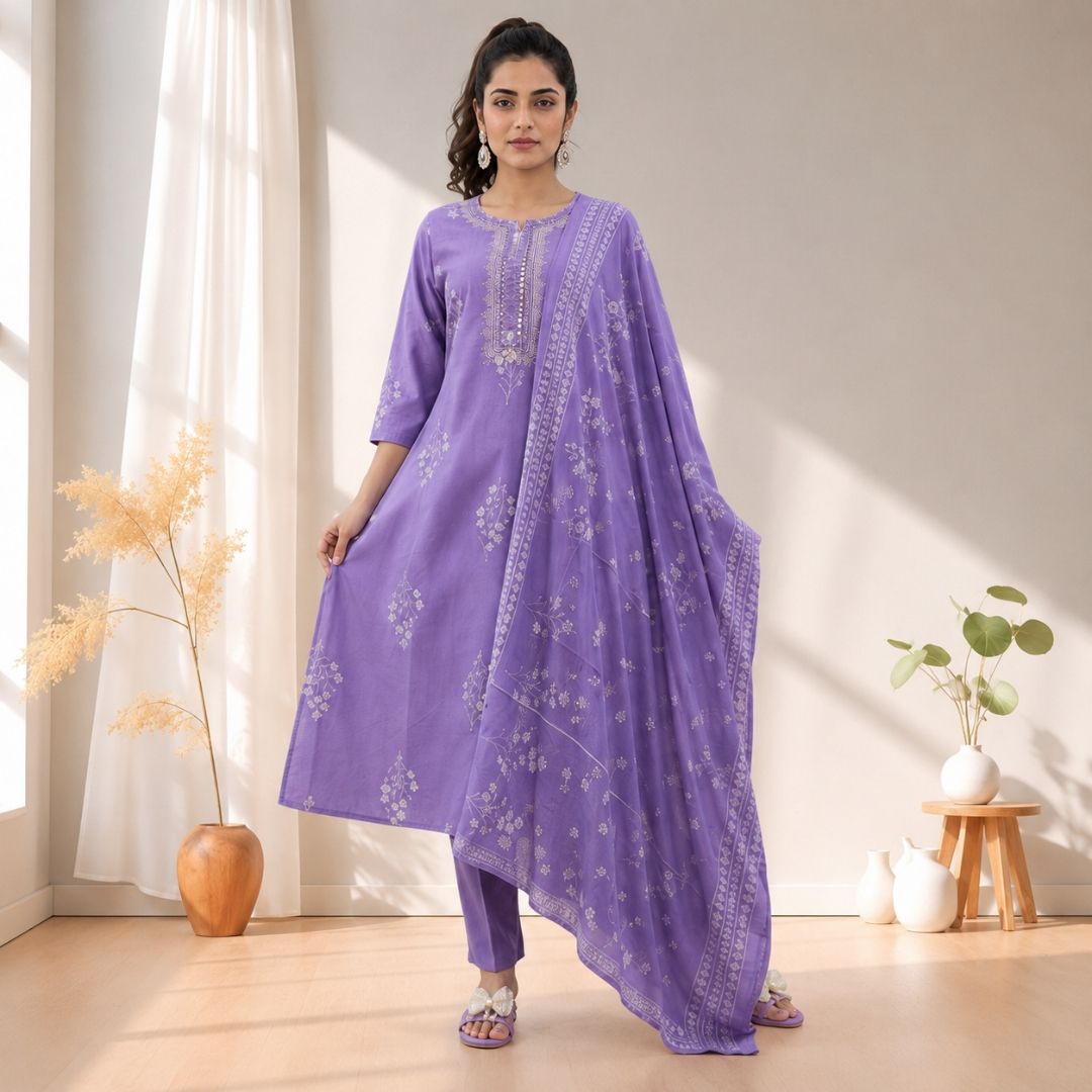 NITRA – Purple Straight Suit Set