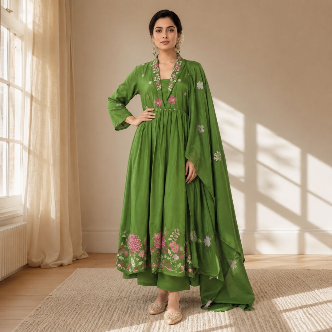 RUHI – Green Anarkali Suit Set