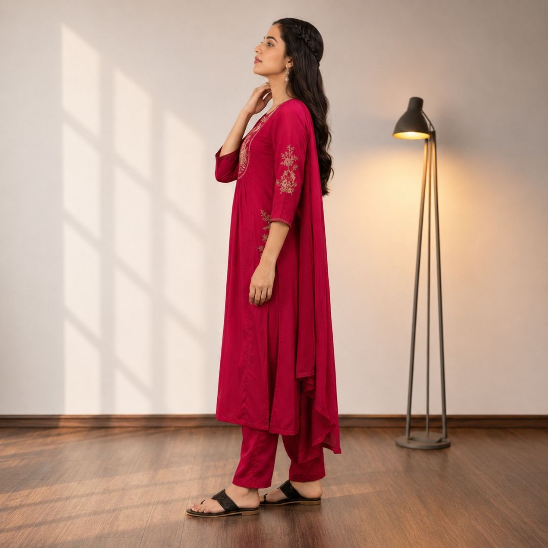 PALLAVI – Pink A-Line Suit Setv view 2