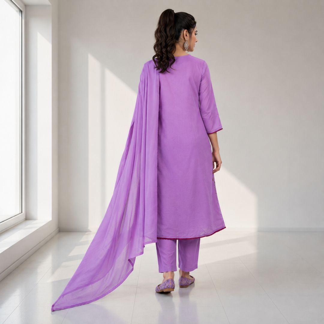 VRINDHA – Purple A-Line Suit Set view 4