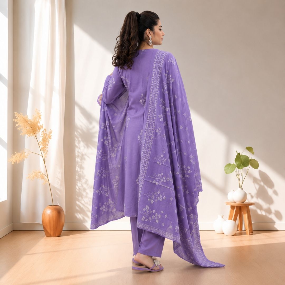 NITRA – Purple Straight Suit Set view 4