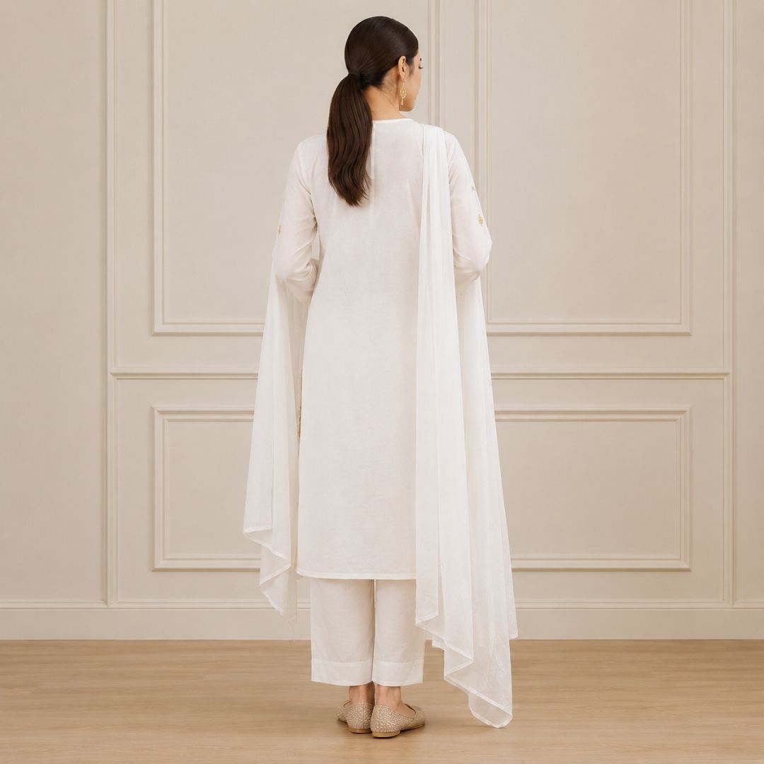 CHANDNI – White Straight Suit Set view 4