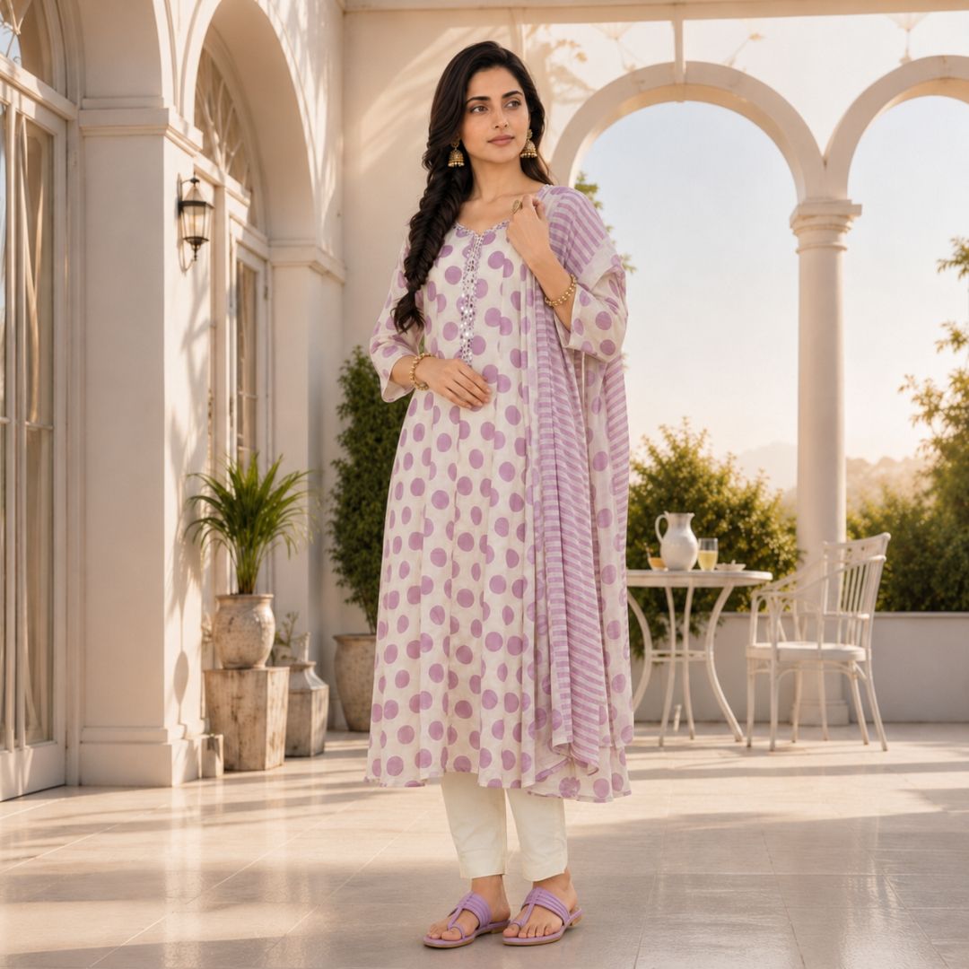 BAAWRI – Printed Anarkali Suit Set view 3