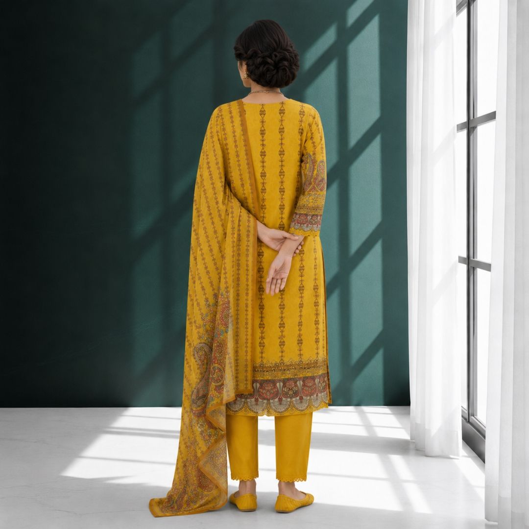 SAACHI – Mustard Straight Suit Set view 4