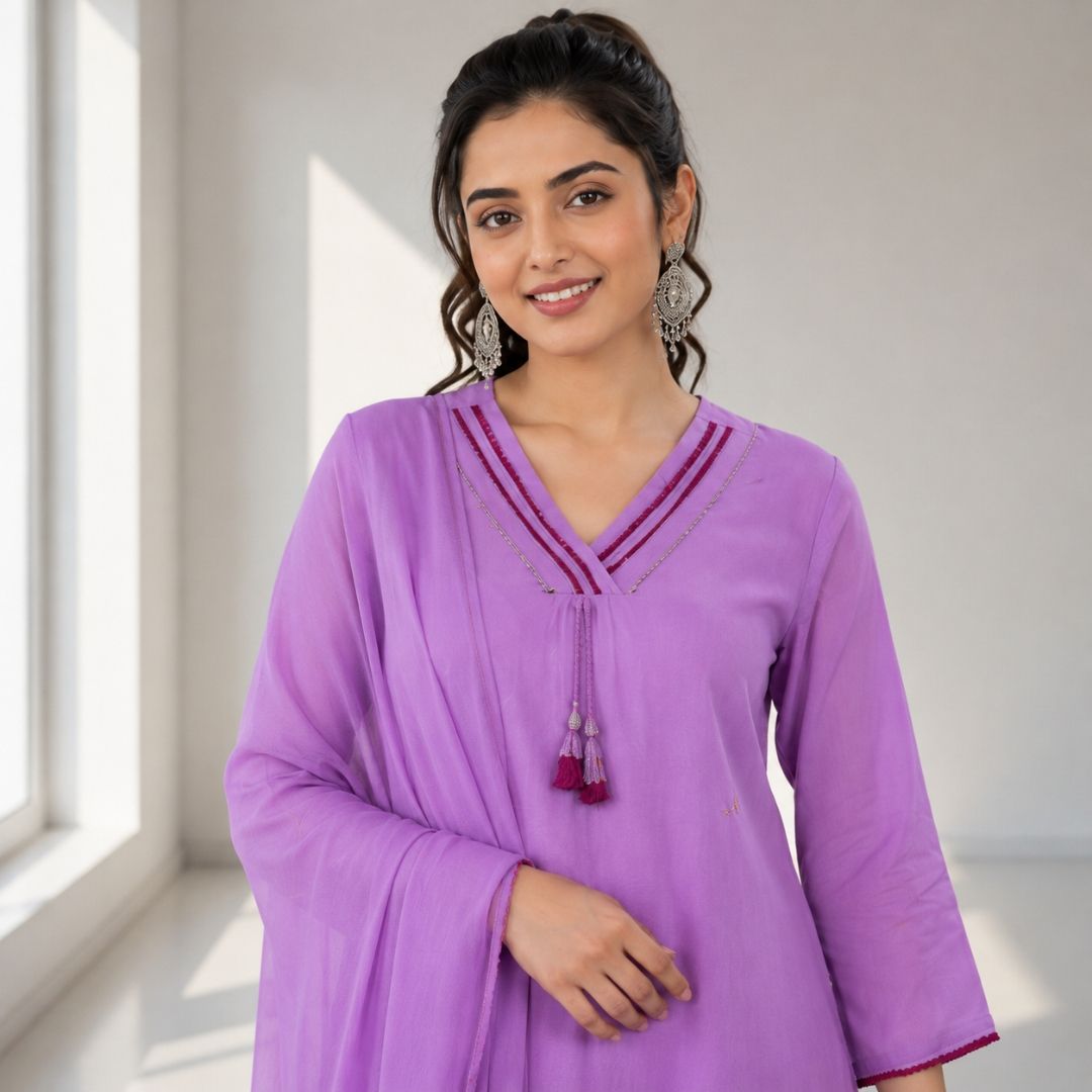 VRINDHA – Purple A-Line Suit Set view 5