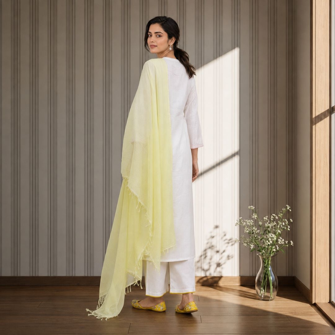 TAIRA – Lemon Yellow Anarkali Suit Set view 4